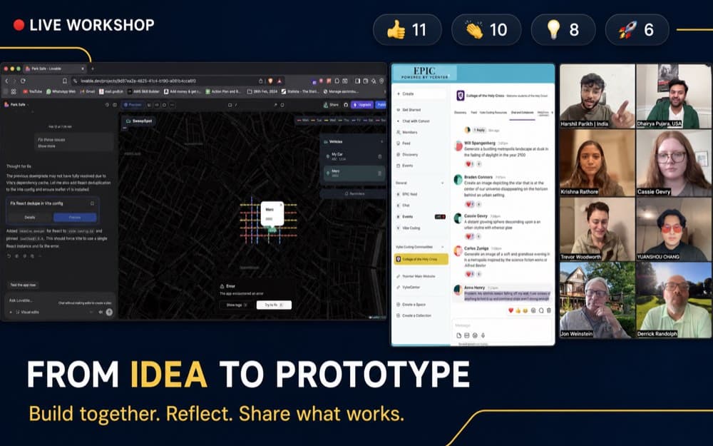 Live idea-to-prototype workshop with student builders and an EPIC community